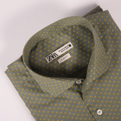 ZR Olive Green Printed Shirt